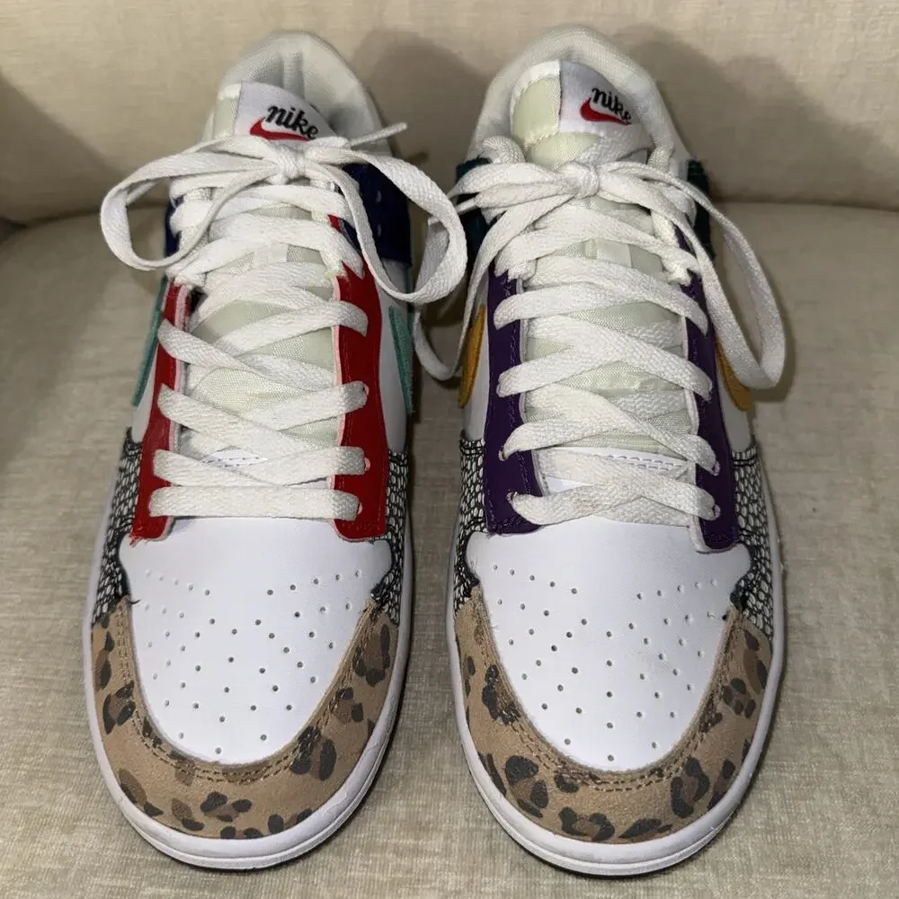Nike Dunk Low Safari Mix DN3866-100 Mens 9.5 Animal Print Athletic Shoes NWOB